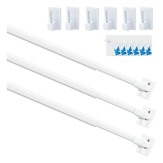 Tringle Rideau Extensible Réglable 40-70cm - Barres d'armoire, Tige de Tension, Crochets - Lot de 3