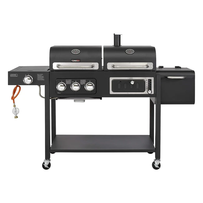 Cosmogrill Barbecue Duo Gas Grill Charcoal Smoker Portable BBQ - Black