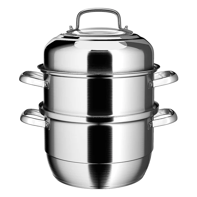 Cuiseur Vapeur Inox Vention 32cm - Cuit Vapeur Induction - 3 Tages - Robuste et Polyvalent