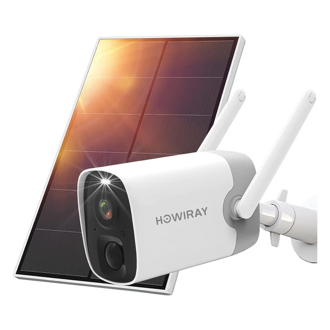 Howiray Wireless Outdoor Security Camera with Solar Panel - AI Motion Detection, 2-Way Talk