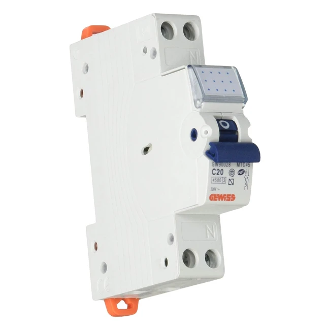 Interruttore Magnetotermico Gewiss GW90028 1PN 20A 45KA - Multicolore