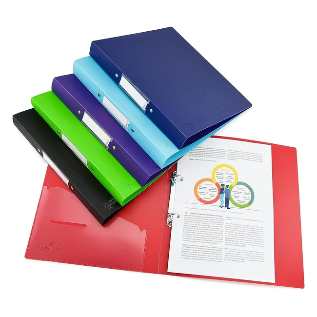 Germsavvy Antibacterial A4 2-Ring PP Ring Binder - Set of 6