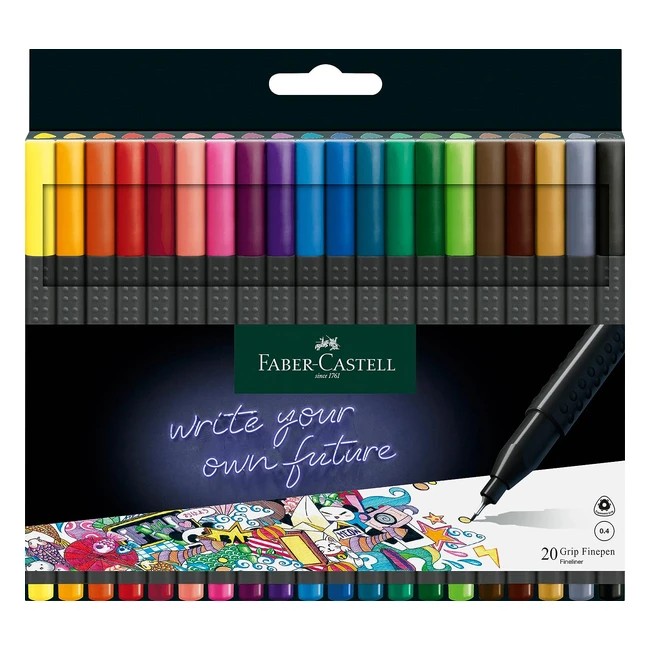 Fabercastell 151620 Grip Finepen Fineliner Stifte mit 04mm Metallummantelte Fase