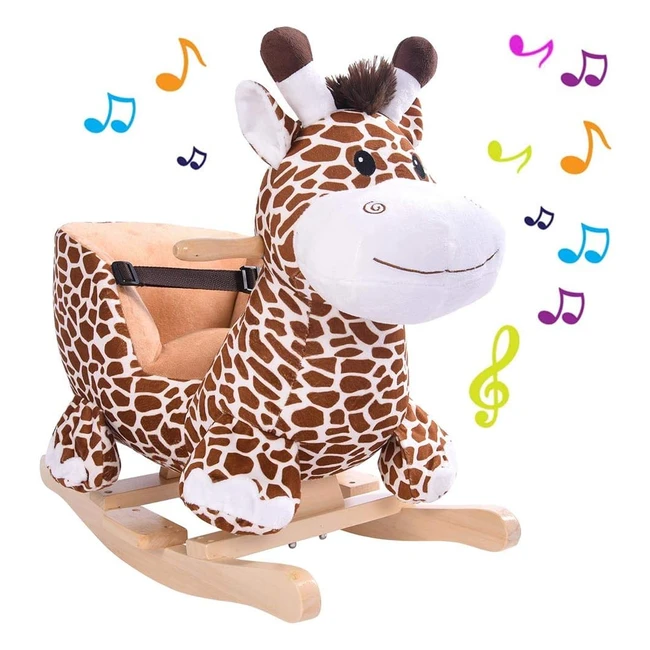 Bakaji Giraffa a Dondolo Cavalcabile Peluche  Seduta Imbottita  Effetti Sonori