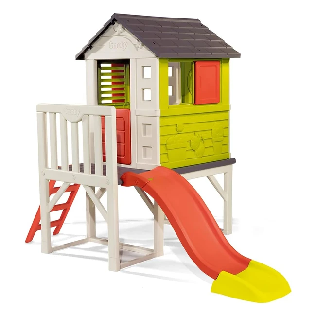Casetta su palafitte Smoby 810800 con scivolo scaletta e barriera di protezione