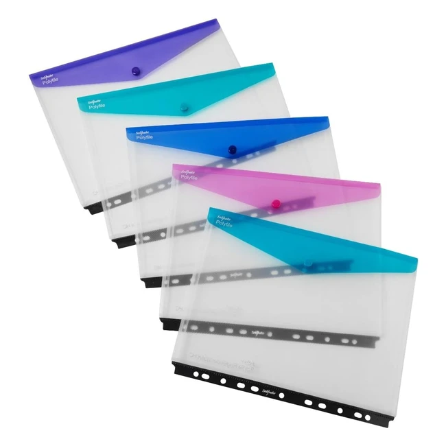 Snopake A4 High Capacity Polyfile Ringbinder Popper Wallet - Clear - Pack of 5