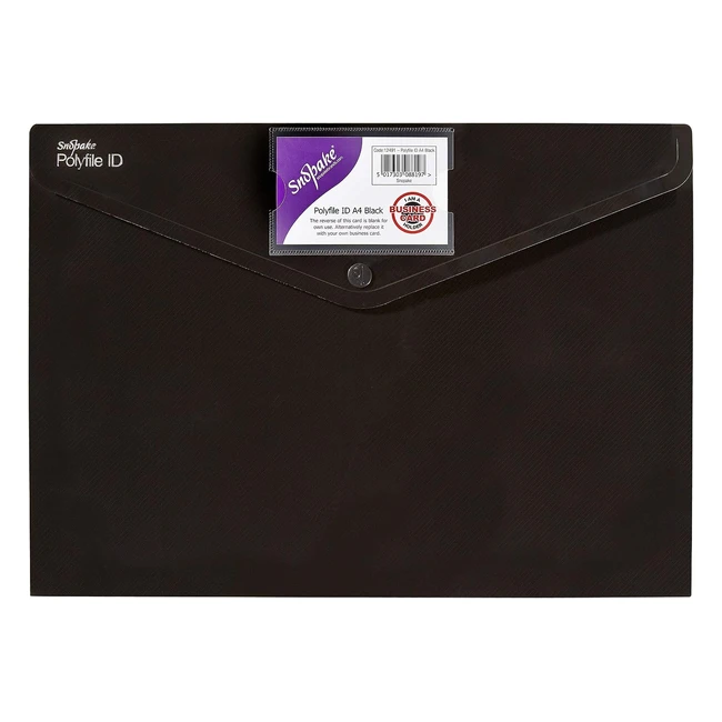 Snopake A4 Polyfile ID Popper Wallet - Black Pack of 5 - Ref 12491