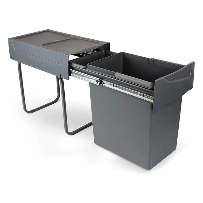 Emuca Waste Container - Removable Recycling Bin 1x20L - Steel  Plastic - Anthra
