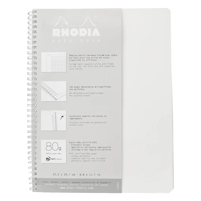 Quaderno a spirale Rhodia A4 80 pagine quadretti con margine - Clairefontaine