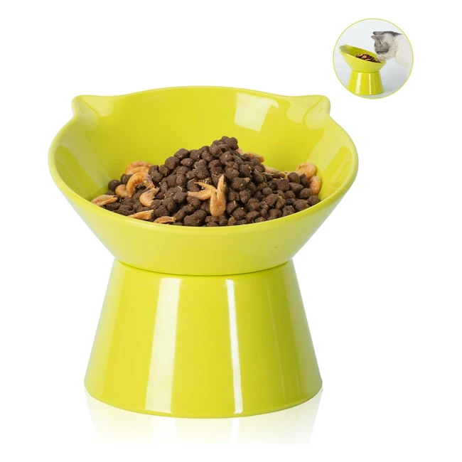 Gamelle chat surélevée pour nourriture et eau - Réduit la pression du cou - Facile à nettoyer - Pour chats et chiens de petite taille - Vert