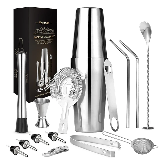 Shaker Cocktail Set 750ml - 15 Pièces en Acier Inoxydable - Outil de Bar pour Soirée, Mariage, Célébration