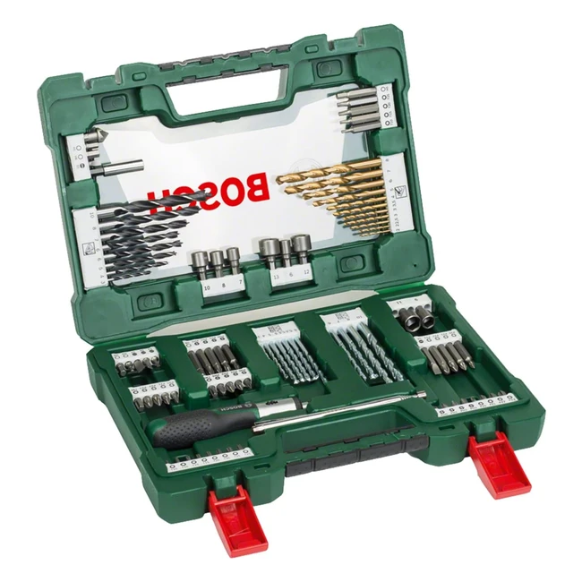 Bosch 91pc VLine Titanium Drill and Screwdriver Bit Set - Wood, Masonry, Metal - Ratchet Screwdriver - Magnetic Rod