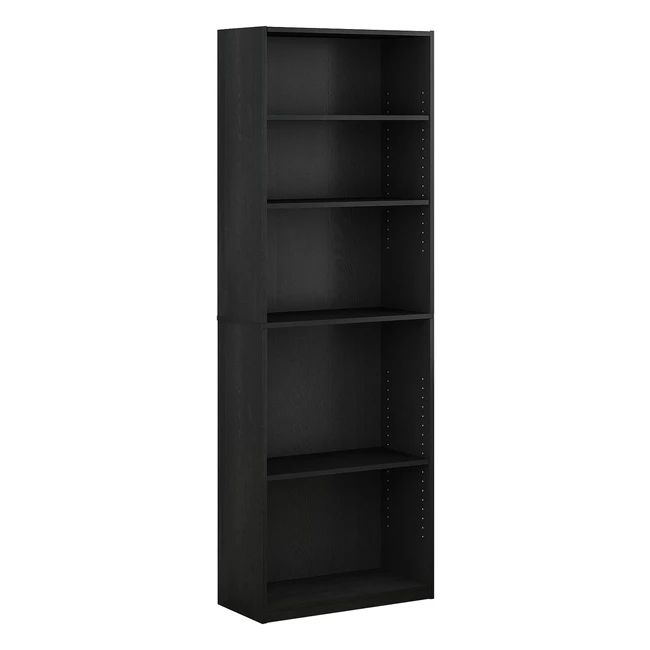 Furinno Jaya Simply Home 5-Shelf Bookcase - Black, Carb Grade Composite Wood