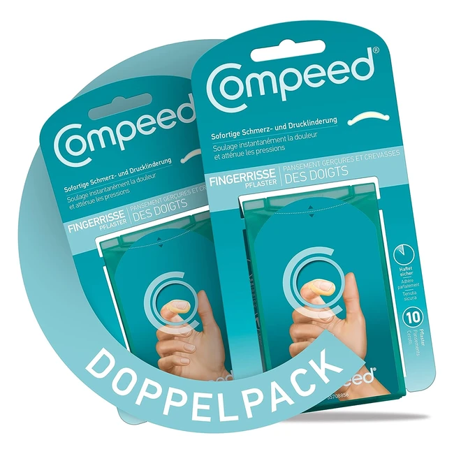 Compeed Finger Riss Pflaster Doppelpack gegen gerissene Fingerspitzen und Nagelhautrisse 20 Pflaster