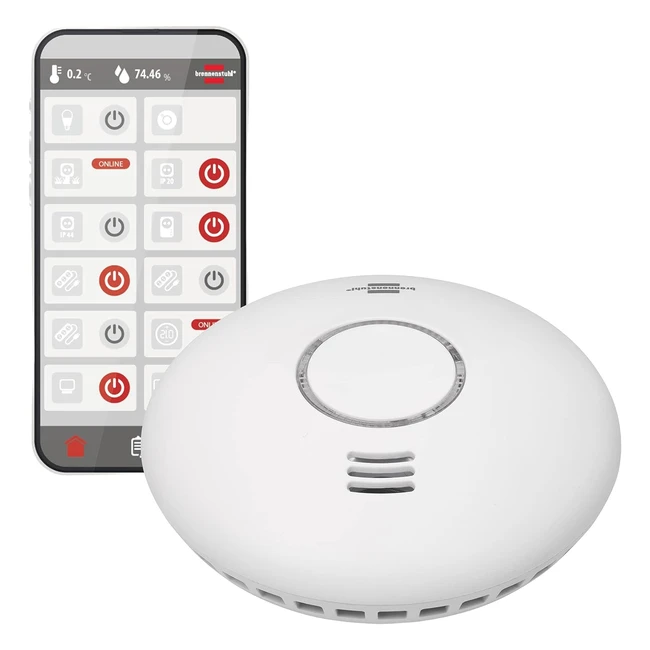 Brennenstuhl Connect WiFi Smoke Detector WRHM01 - Reliable Fire Alarm with App Notification - EN 14604
