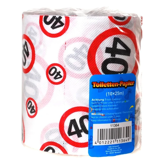 Papier toilette Udo Schmidt 25 m avec panneau de signalisation n°40 - Idée cadeau amusante