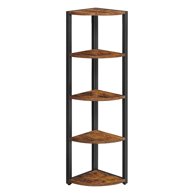 Estantería Esquinera VASAGLE de 5 Niveles - Almacenamiento Versátil - Estilo Industrial - Marrón Rústico y Negro