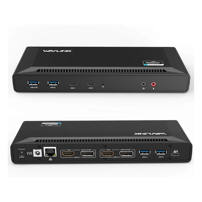 Wavlink USB Laptop Universal Docking Station - Dual Video Gigabit Ethernet Aud