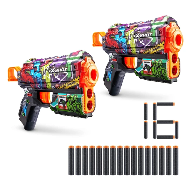 XShot Skins Flux Blasters - Lot de 2 - 16 fléchettes - Lanceur 36551B - Graffiti 2 Pack