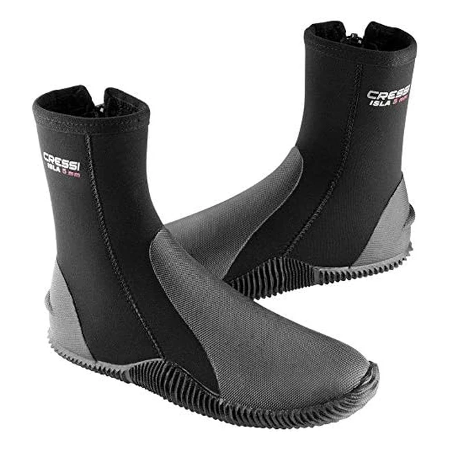Cressi Unisex Isla Diving Boots | 5mm Neoprene | Black | UK Size Large