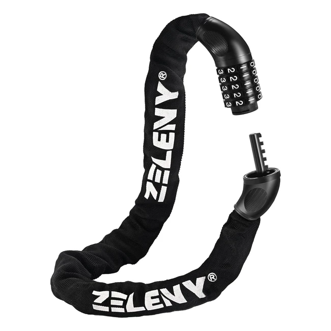 Cadenas vélo antivol Zeleny, code 5 chiffres, 7mm, haute sécurité