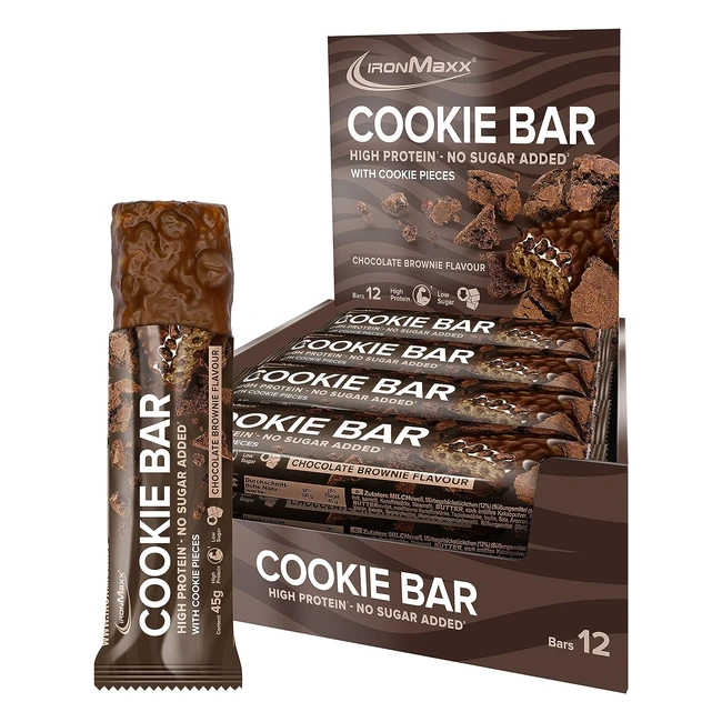 IronMaxx Cookie Protein Bar - Schokoladen-Brownie mit Keksstückchen - 12 x 45 g