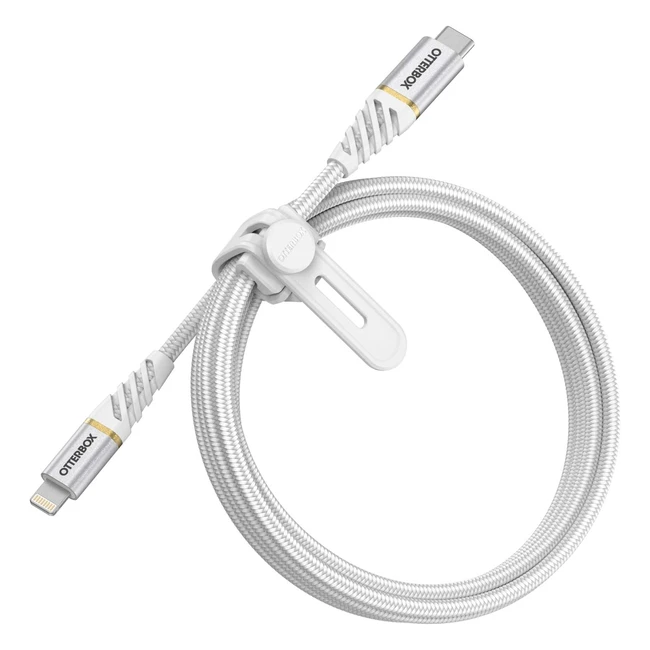 Câble Otterbox Premium USB-C vers Lightning - Charge Rapide pour iPhone et iPad - Résistant et Durable - 1m Blanc