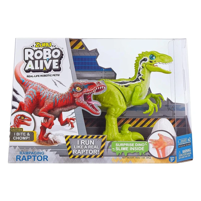 Robo Alive Rampaging Raptor Dinosaur Toy - Battery Powered, Realistic Movements, Green
