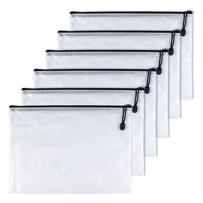 Sac de fichiers PVC avec fermeture éclair - Lot de 6 - Vert