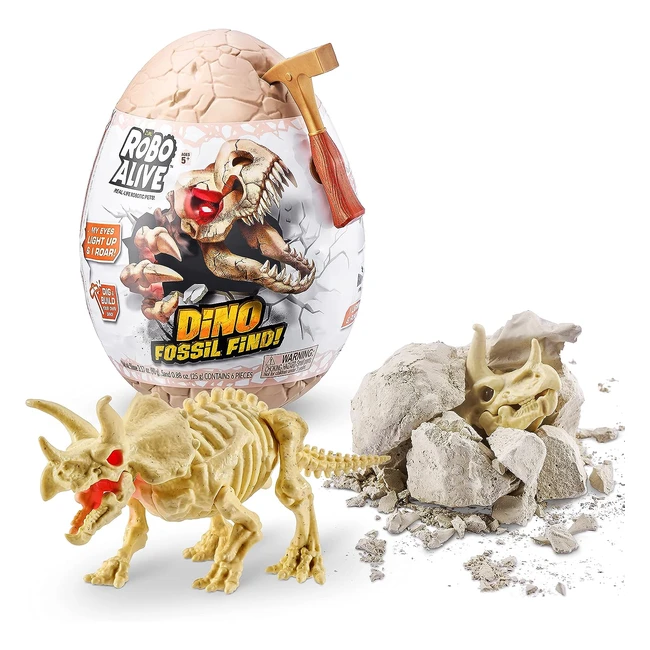 Robo Alive Dino Fossil Find Triceratops - Juguete Robótico Desmontable Sorpresa con Pilas