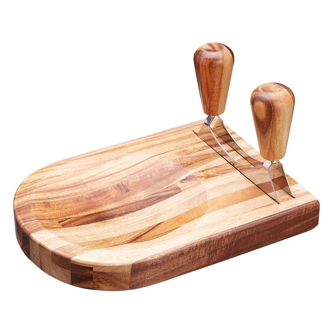 Mezzaluna a Doppia Lama e Tagliere Trita Erbe in Legno - KitchenCraft Natural El