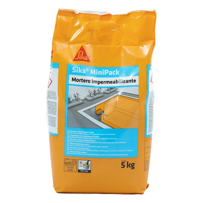 Sika Minipack Mortero Impermeabilizante 5kg - Protección y Impermeabilización de Cimentaciones, Sótanos y Muros