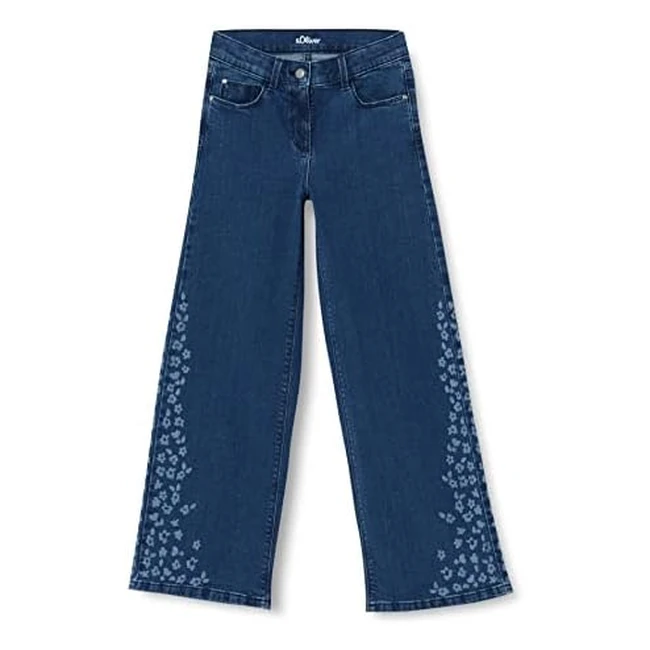s.Oliver Mädchen Jeans Wide Leg Blau 128 Slim EU - Hoher Bund, Verdeckter Reißverschluss, Pull-On