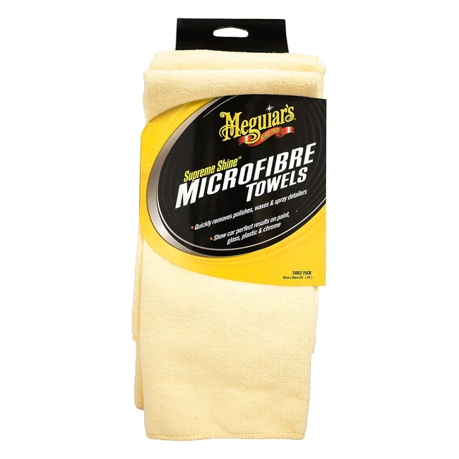 Meguiars X2020EU Supreme Shine Microfibre Car Cleaning Towels - 3 Pack - Yellow