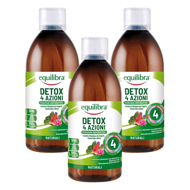 Equilibra Integratori Alimentari Detox - 4 Azioni - Depurativo Drenante - Bardan