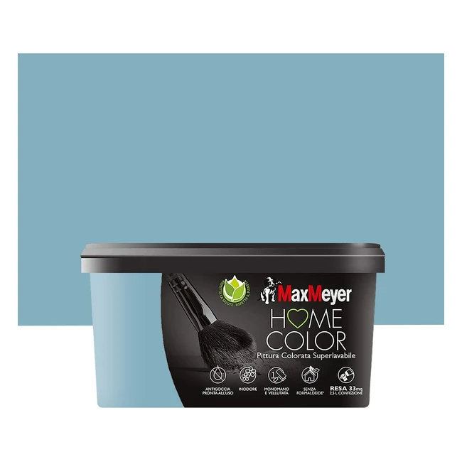 MaxMeyer Pittura Colorata Superlavabile Home Color Lake 25L - Copertura elevata, resa al metro quadro, classe A