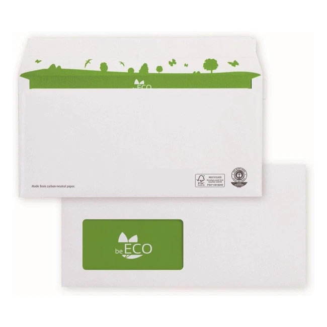 Sobres de papel reciclado con ventana biodegradable - 500 unidades