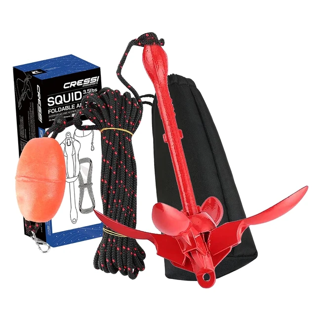 Cressi Squid Faltanker Set 16 kg fr SUPs und Kayaks Carbonstahl Rot 1500 g