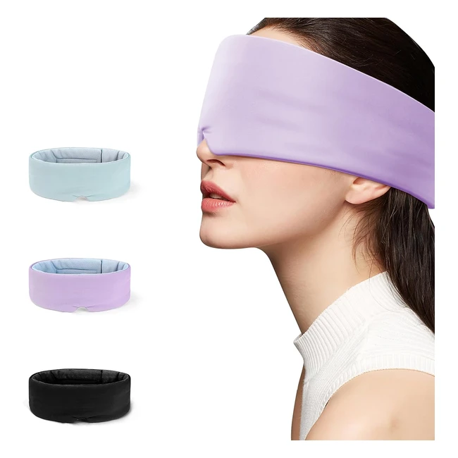 Masque de nuit en soie de glace respirante, doux et ajustable, idéal pour le yoga et les voyages - violet