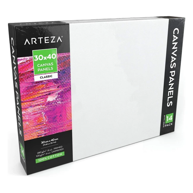 Toiles Arteza 30x40 cm en coton entoil - Lot de 14 - 280gsm - Format grand - M