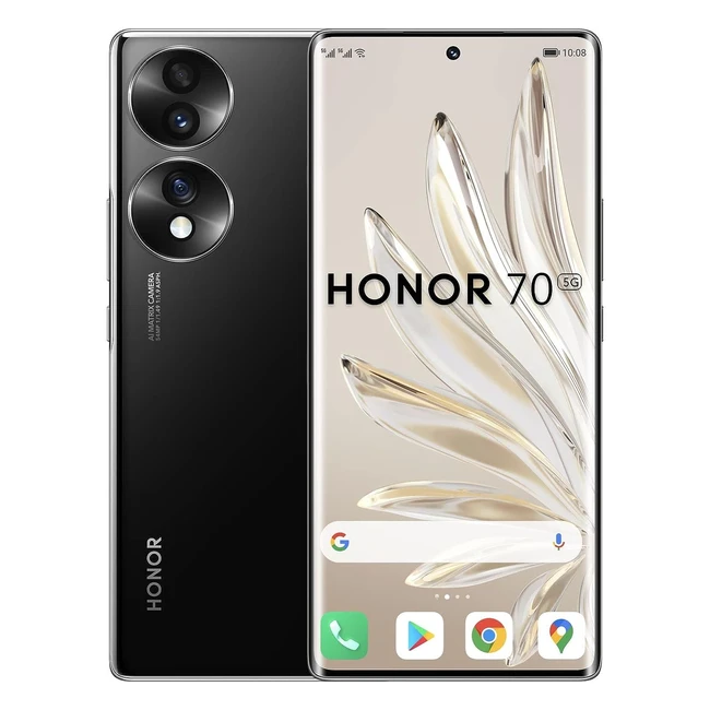 Honor 70 Mobile Phone 5G Unlocked - 8/128GB - 54MP Triple Rear Camera - 120Hz OLED Screen - Android 12 - 4800mAh - 2 Year Warranty