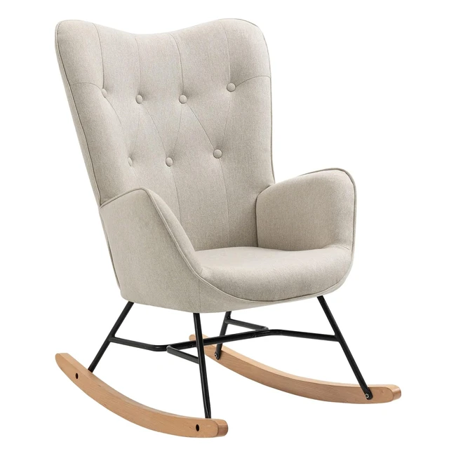 Sedia a Dondolo Meuble Cosy - Confort e Stile per il Tuo Relax - Tessuto Beige - 66x84x97 cm