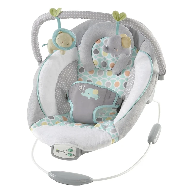 Ingenuity Soothing Baby Bouncer Chair with Vibrating Seat - Morrison, 8 Melodies, Removable Toy Bar, 3-Point Harness