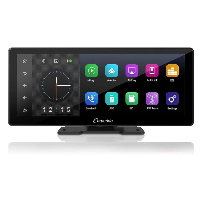 Radio inalámbrico Carpuride 103 con CarPlay y Android Auto | Graves profundos | Bluetooth | GPS | Navegador | FM | USB | Mirror Link | Siri | Google