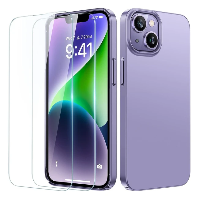 NEU: Torras Extrem Dünne iPhone 14 Hülle | Unzerbrechlich | Schutz mit 2 Schutzglas | Violett