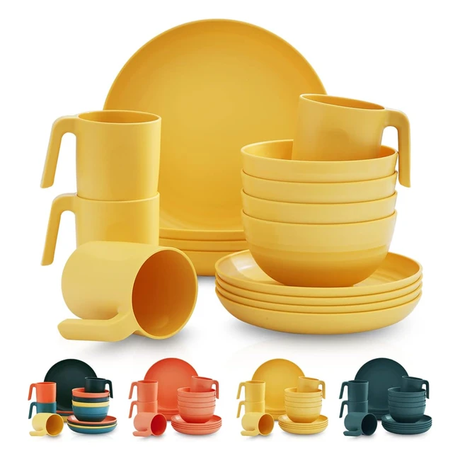 Set de vajilla irrompible Kyraton, 16 piezas, ligera y fácil de llevar - Referencia: XXXX