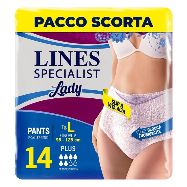 Pantaloni specialisti Lines Plus per incontinenza - Taglia L (Confezione da 14 pezzi)