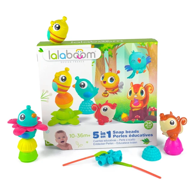Lalaboom - Jouet éveil éducatif - Coffret animaux de la forêt - 25 pièces - Perles et accessoires - Premier âge - Formes et couleurs - Évolutif 10 mois - 3 ans