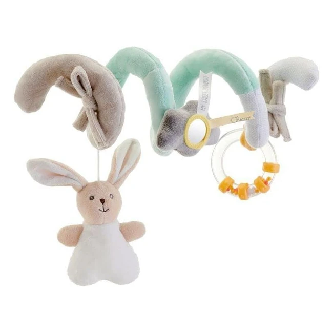Chicco Spirale d'activités de promenade My Sweet Doudou en tissu velours doux avec 3 activités de jeu - Attache facile à la poussette et au landau - Beige - 0 mois