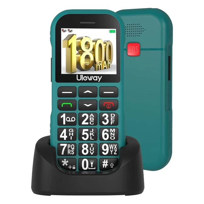 Uleway Teléfono Móvil para Mayores con Teclas Grandes, Fácil de Usar, Doble SIM, Pantalla de 1.8 pulgadas, Batería de 1800mAh - Verde